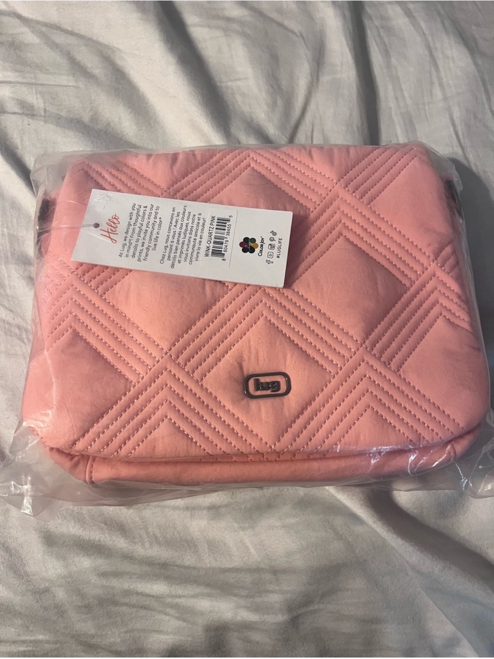 Lug Wink Cloudgo Quartz Pink Quilted Crossbody Bag with Adjustable Strap - Picture 5 of 6